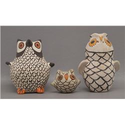 ACOMA INDIAN POTTERY OWLS