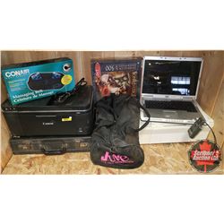 Laptop, Printers (2), CDS, Tapes, Briefcase, and Massager Belt