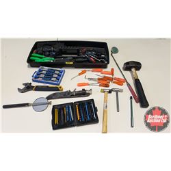 Tray Lot: Screw Drivers, Nut Drivers, Hook Tools, Crescent Wrench, Hammer, etc