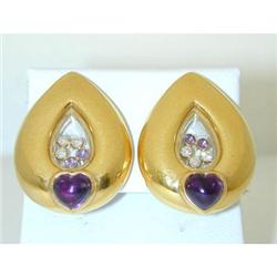 5156 CHOPARD 18K Gold Diamonds Earrings w/Amethyst