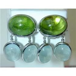5162 LAURA MUNDER 18K White Gold Earrings w/Auq/Peri