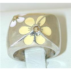 5183 Silver/14K Gold Enamel Ring