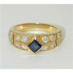 5285 VCA 18K Gold Sapphire Ring w/Diamond
