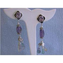 5289 Silver Earrings with Multi-colored Gemstones