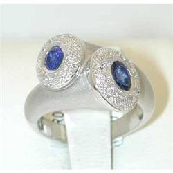 5291  EFJ 18K White Gold Ring w/Sapphire/Diamond