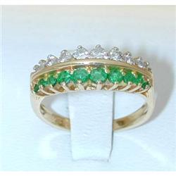 5297 14K Gold Emerald Ring w/Diamond