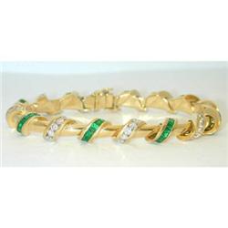 5318 KRYPELL 18K Gold Bracelet w/ Emerald/ Diamonds