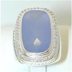 1247 DAVID YURMAN Silver Chalcedony Ring w/Diamond