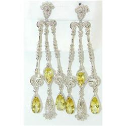 1250 18k White Gold Lemon Citrine Earrings w/Diamond