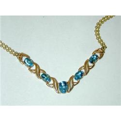 1258 14k Gold Blue Topaz Necklace