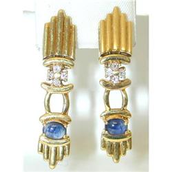 1268 14K Gold Sapphire/Diamond Earrings