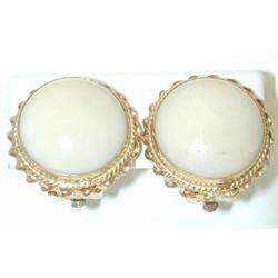 1368 14K Gold White Coral Earrings