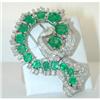 Image 1 : 1372 Platinum Emerald/Diamond Pin