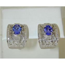 1386 18k White Gold Tanzanite Earrings w/Diamond
