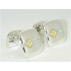 1390 DAVID YURMAN Silver/18K Gold Cufflinks w/ Diamonds