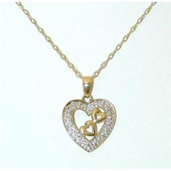 1394 10k TT Gold Necklace w/Diamond Pendant