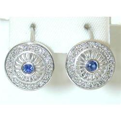 1402 14KW Gold Earrings w/ Sapphire/ Diamonds
