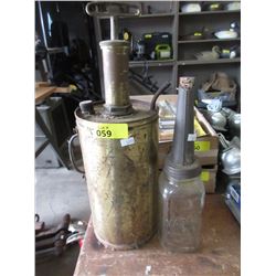 Brass Pressure Pot & Vintage Oil Jar