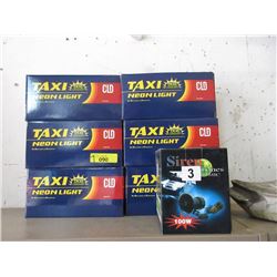 6 New Neon Taxi Lights & 1 Siren