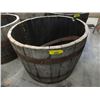 Image 1 : Metal Banded Wood Barrel Planter