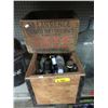 Image 1 : 2 Wood Crates & Assorted Glass Bottles