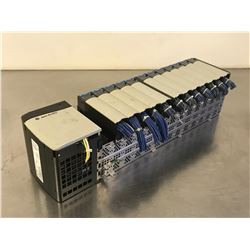 ALLEN BRADLEY 1756-A13/B 13 SLOT CHASSIS W/ POWER SUPPLY & I/O MODULES