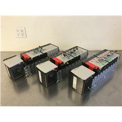 (3) ALLEN BRADLEY 1756-A10 10 SLOT CHASSIS W/ POWER SUPPLY & MODULES