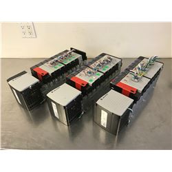 (3) ALLEN BRADLEY 1756-A10 10 SLOT CHASSIS W/ POWER SUPPLY & MODULES