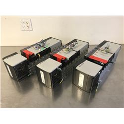 (3) ALLEN BRADLEY 1756-A10 10 SLOT CHASSIS W/ POWER SUPPLY & MODULES