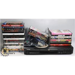 TOSHIBA DVD PLAYER WITH REMOTE & 30 DVD'S