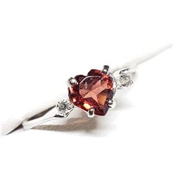 10K WHITE GOLD NATURAL GARNET(1.5CT) DIAMOND