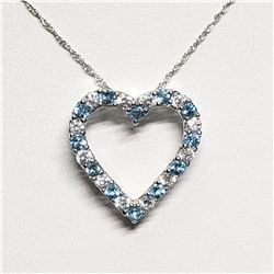 SILVER BLUE TOPAZ CUBIC ZIRCONIA HEART SHAPED