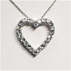 SILVER SIMULATED AQUAMARINE CUBIC ZIRCONIA HEART