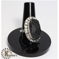 #225-BLACK TOURMALINE RING SIZE 8.5