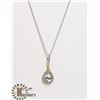 Image 1 : #177-BLUE TOPAZ & CZ PENDANT & NECKLACE