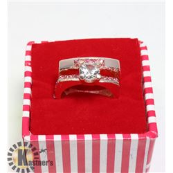 LUXURY 2PCS/SET WOMEN ROSE  COLOR WEDDING RING SZ