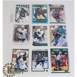 9 AUTOGRAPHED SAN JOSE SHARKS CARD LOT