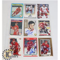 AUTOGRAPHED DETROIT RED WINGS 9 HOCKEY CARDS