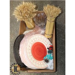 LOT OF 8 HANDPAINTED EARTHENWARE PLATES,