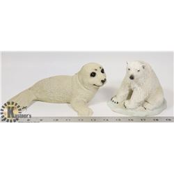 POLAR BEAR AND SEAL MINI STATUES (4-5INCH TALL)