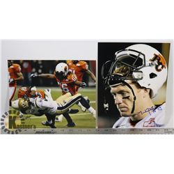 2 BC LIONS CFL FOOTBALL SIGNED PHOTOS TRAVIS LULAY
