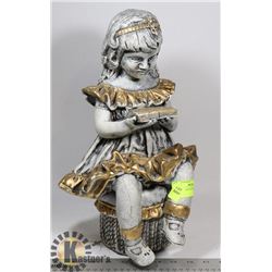PLASTER STATUE OF GIRL READING BOOK