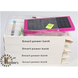 LOT OF 4 NEW SOLAR CHARGER BANKS SLIM METAL