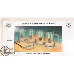 SET OF 4 NEW 3D GLASS GOLF MUGS