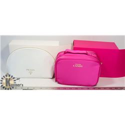 2 NEW PRADA MAKEUP BAG WHITE & MAGENTA ROSE AUTHEN