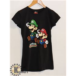 WOMENS PAPER MARIO BLACK TSHIRT SMALL