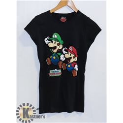 WOMENS PAPER MARIO BLACK TSHIRT SMALL