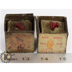 2 X 1920'S UNUSED ROAD FLARES VERY EARLY DESIGN