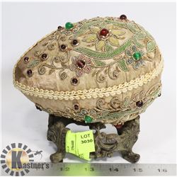 HAND MADE VINTAGE EGG COVERED IN GEMS UNIQUE
