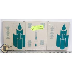3 BOXES OF PARYLITE CANDLES